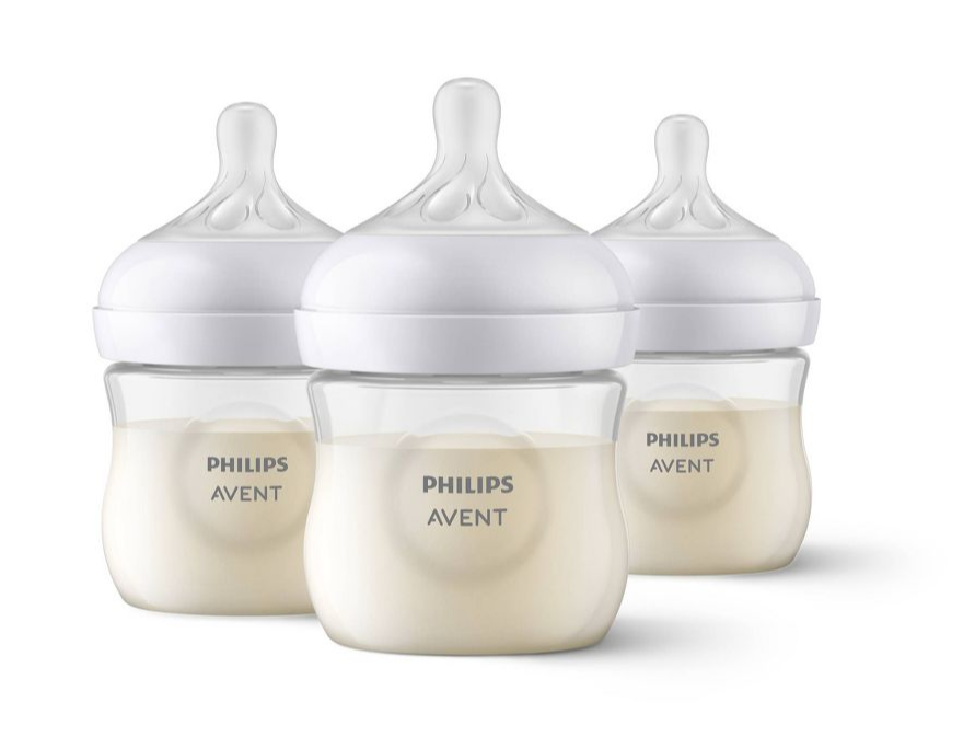  Philips AVENT Biberón natural con pezón de respuesta natural,  transparente, 9oz, 4pk, SCY903/04 : Bebés
