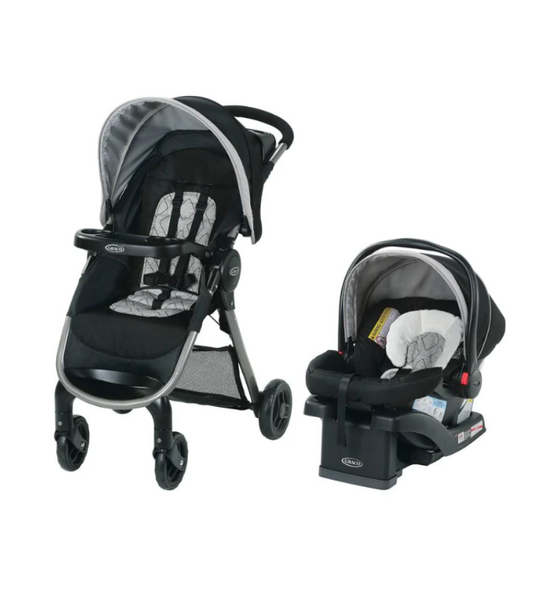 Graco Sistema de viaje FastAction Fold SE con asiento de coche para bebés SnugRide - Color Asher