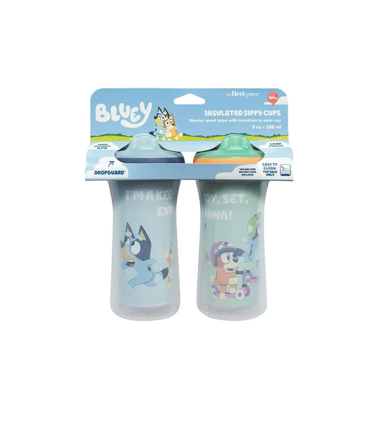 Bluey Vaso aislado 2 pack para sorber, 9 oz