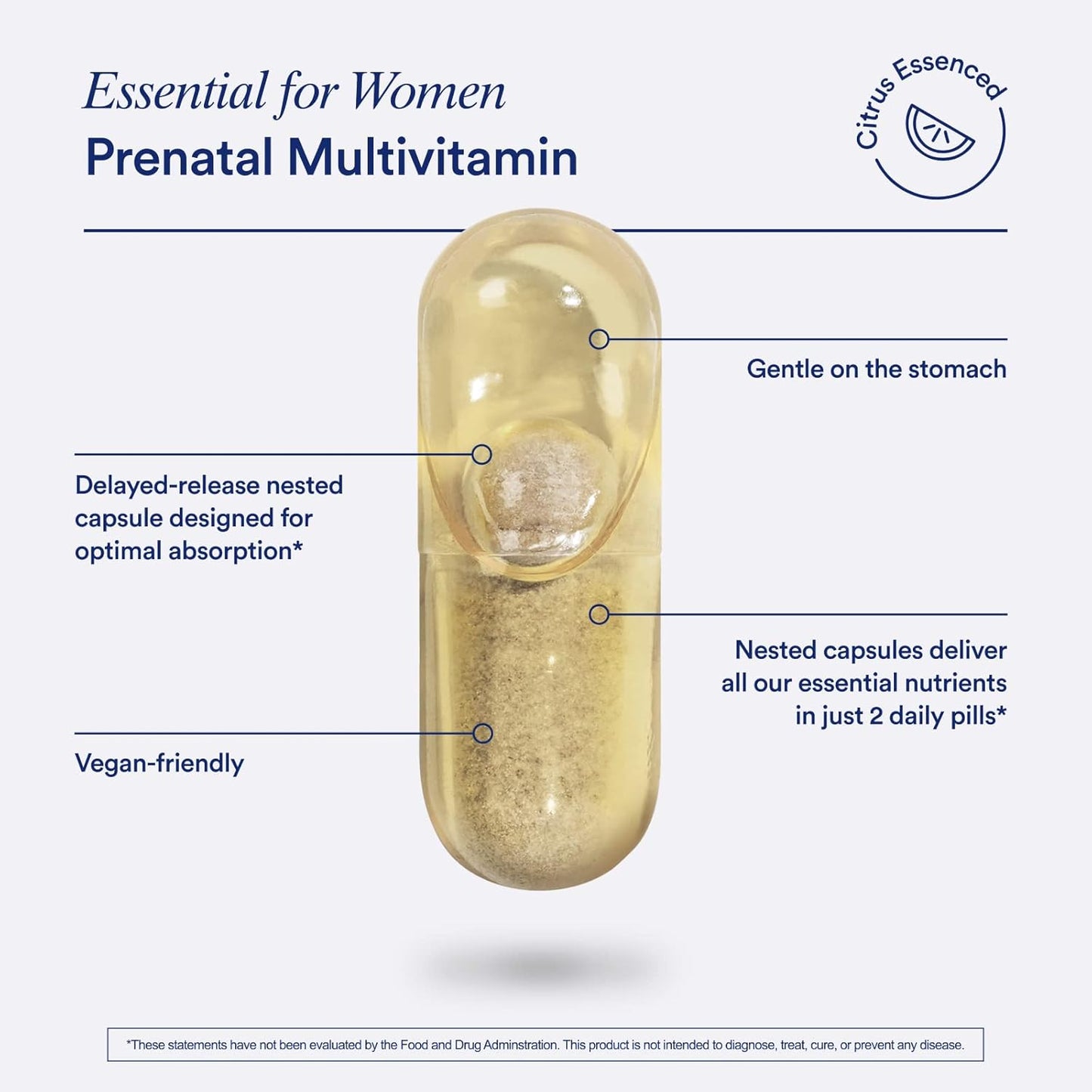 Multivitamínico prenatal Ritual Essential para mujeres: folato y colina, omega-3 DHA 60 unidades