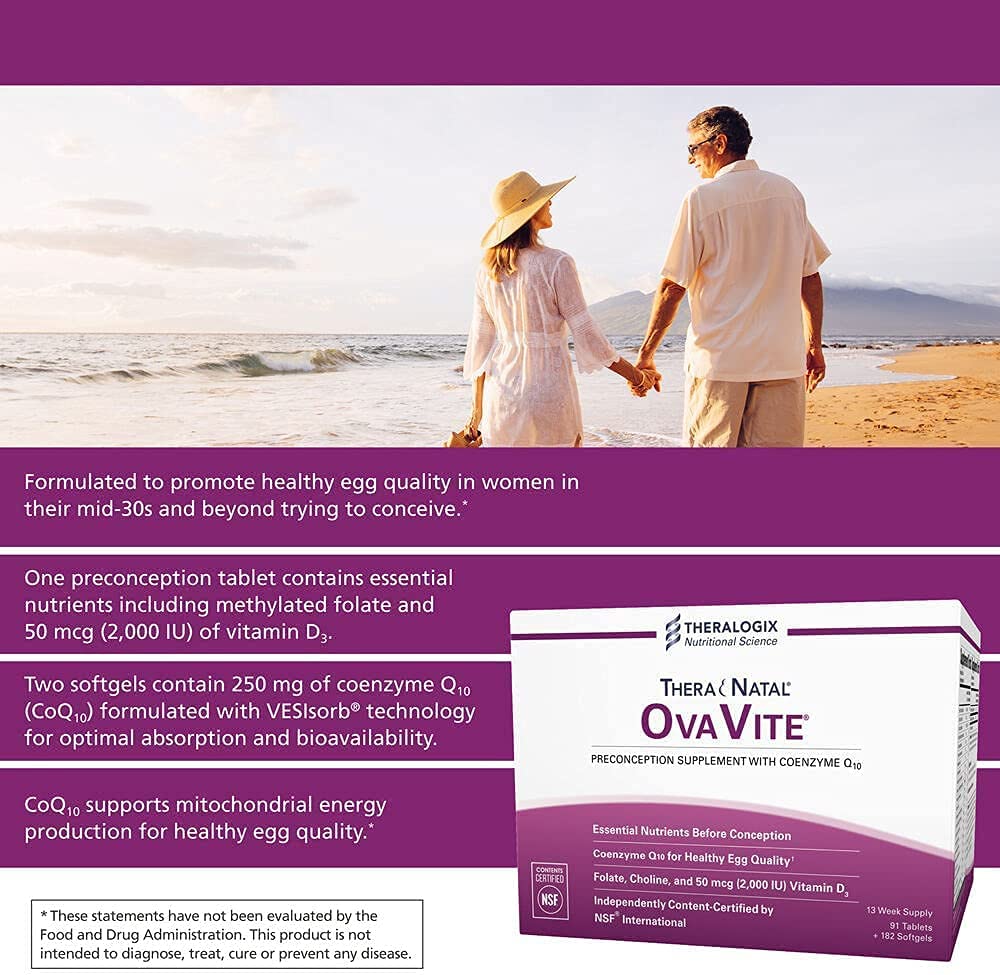 TheraNatal OvaVite - Vitaminas preconceptivas | Fertilidad y suplemento prenatal con coenzima Q10 | Suministro para 91 días