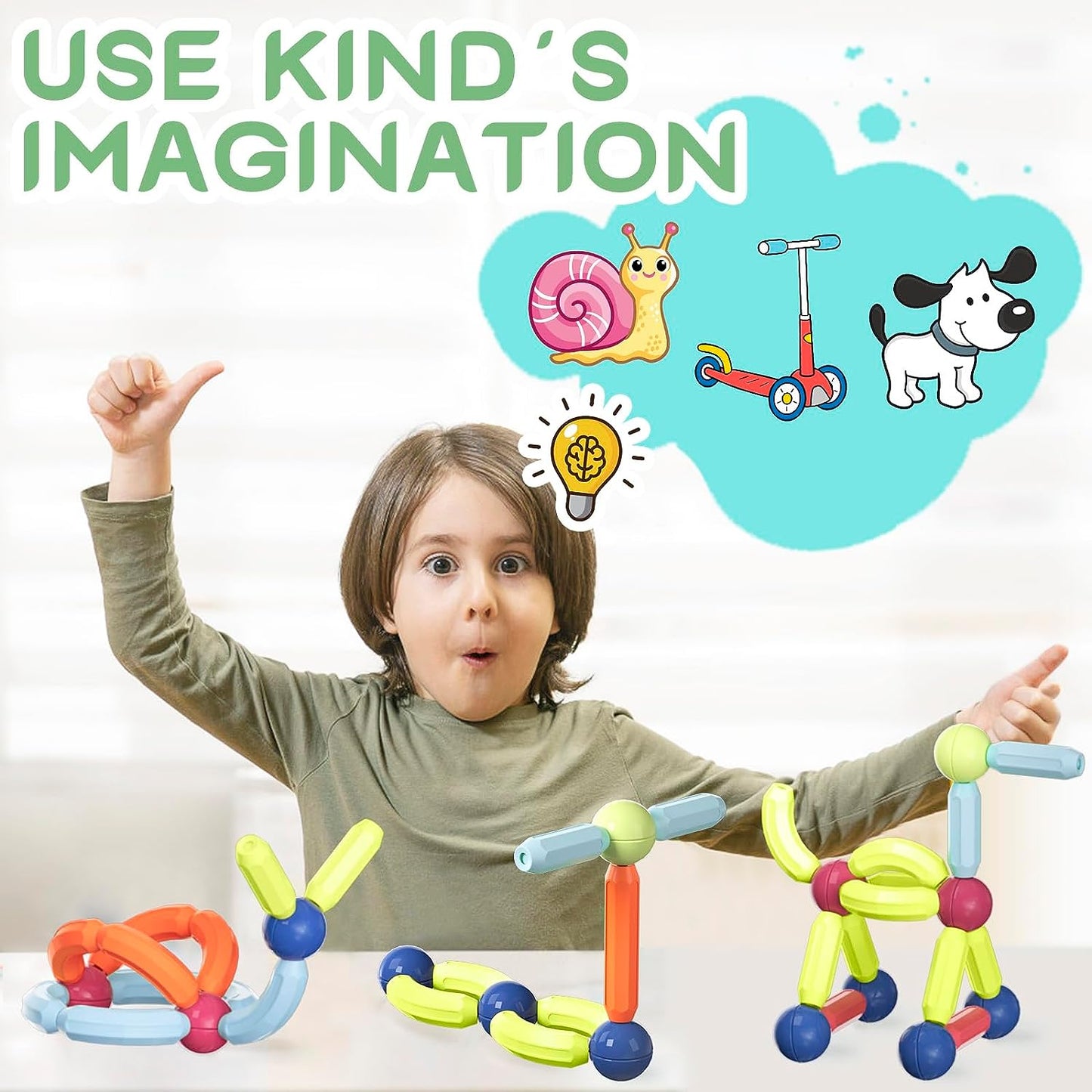 Juguetes de bloques magnéticos, azulejos, construcción, aprendizaje, educación, tronco, Montessori para niños pequeños