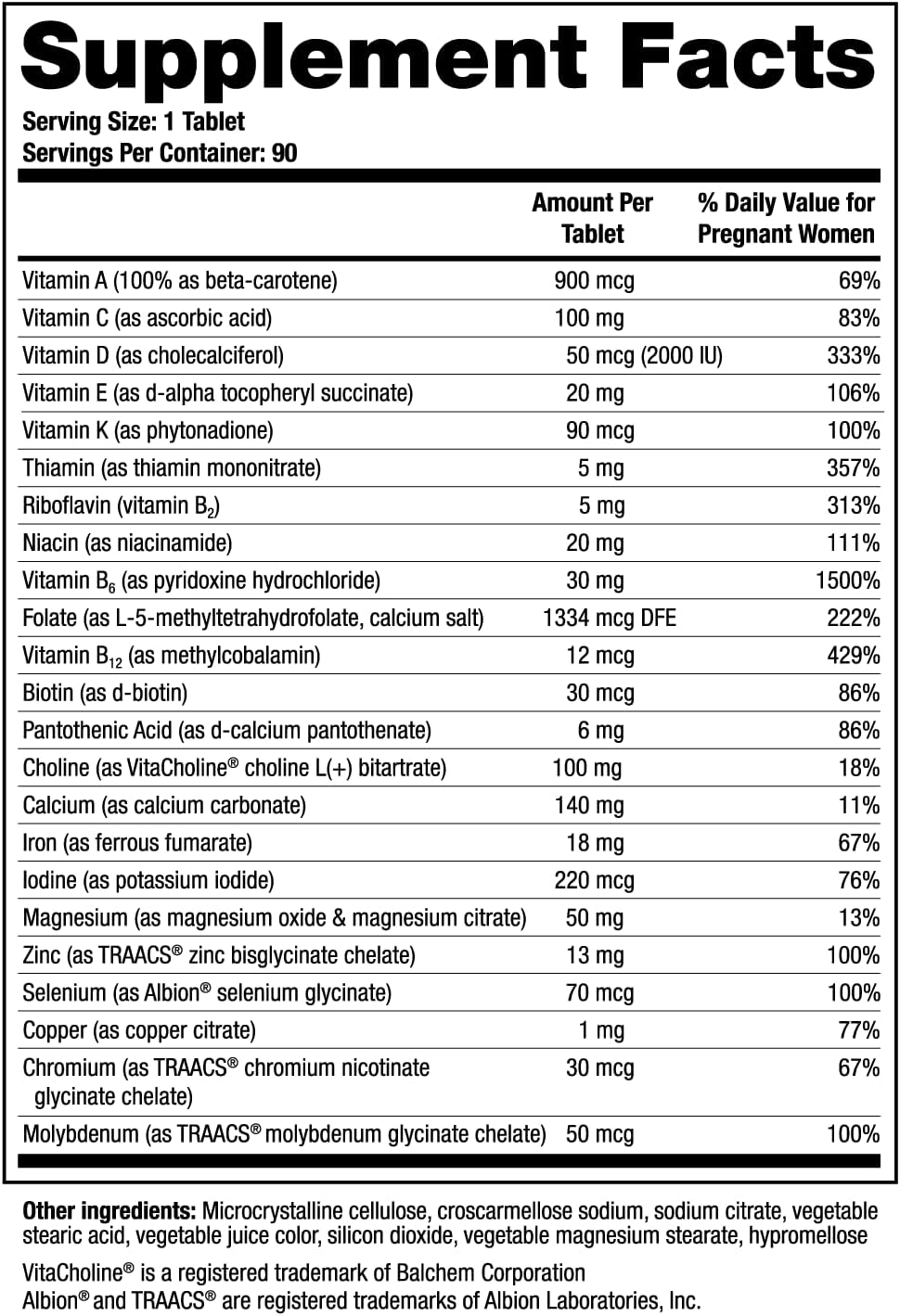 TheraNatal Core Preconception Suplemento de vitaminas y minerales (suministro de 90 días) | Suplemento prenatal de vitaminas y fertilidad para mujeres