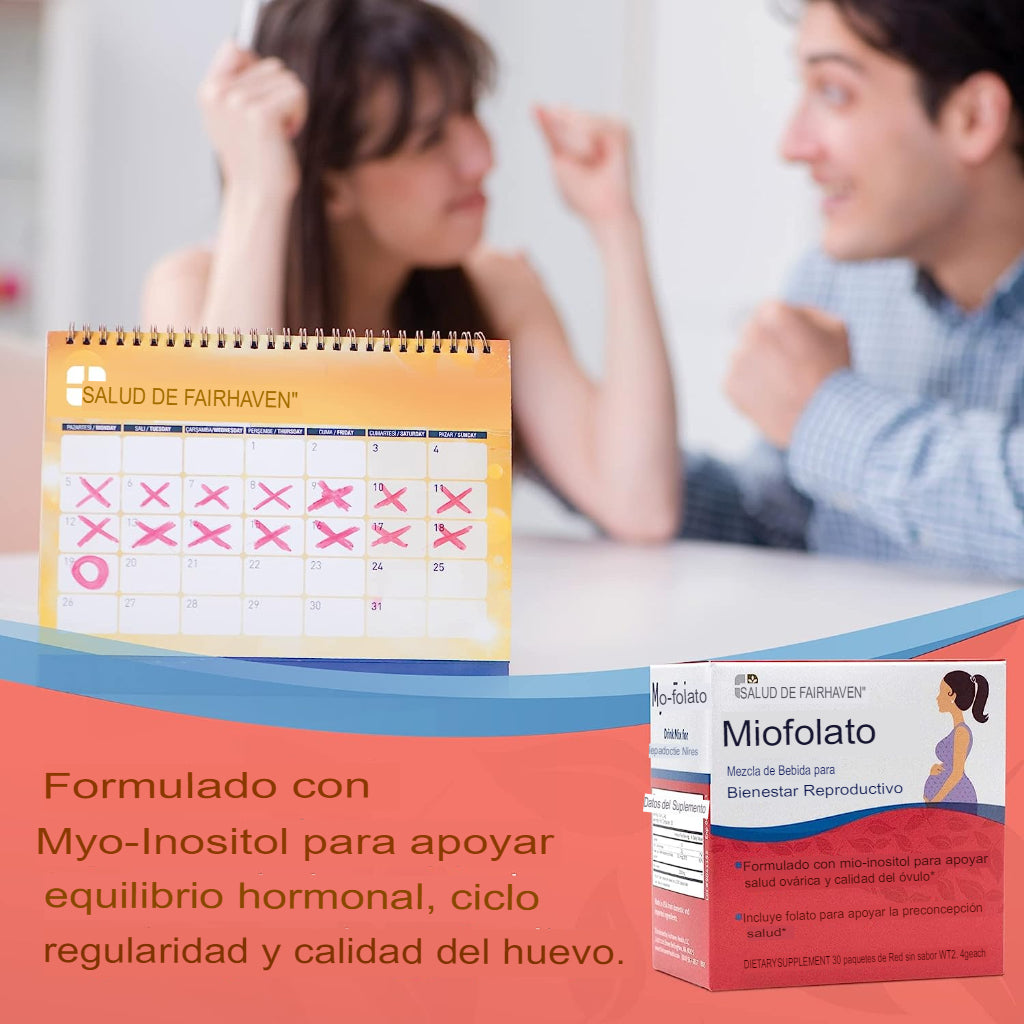 Fairhaven Health Myo-Folato en polvo para mujeres - 1 por día, suplemento de fertilidad femenina