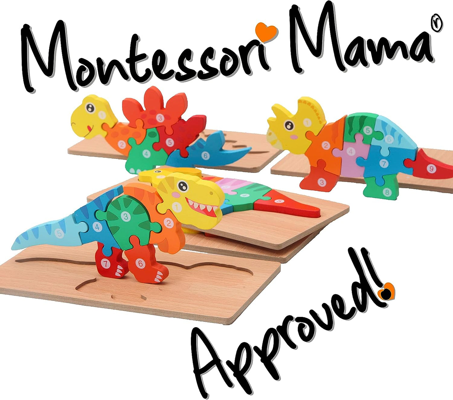 Rompecabezas de dinosaurio para niños de 3 a 5 años, paquete de 5, juguetes Montessori