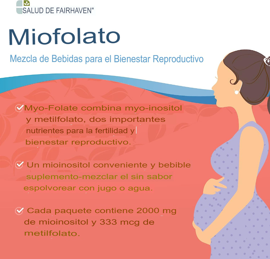Fairhaven Health Myo-Folato en polvo para mujeres - 1 por día, suplemento de fertilidad femenina