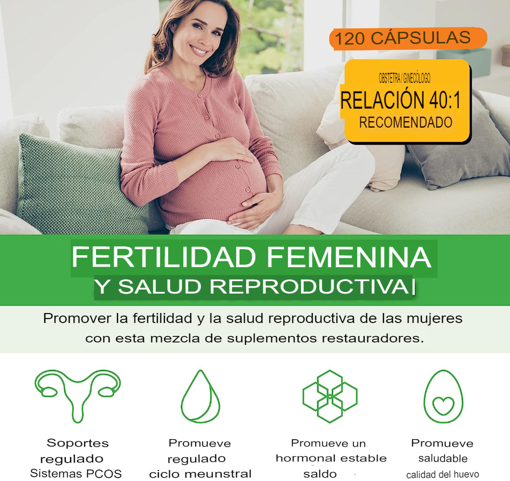 Mezcla de suplementos de inositol Myo y D-Chiro con folato, equilibrio hormonal, ovulación y apoyo ovárico para mujeres, 120 capsulas
