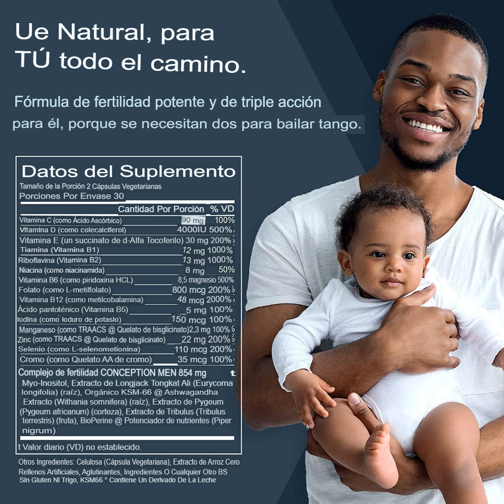 Conception Men Fertility Vitaminas – Recuento óptimo masculino y producción de volumen saludable – Zinc, folato, pastillas Ashwagandha – 60 cápsulas vegetarianas