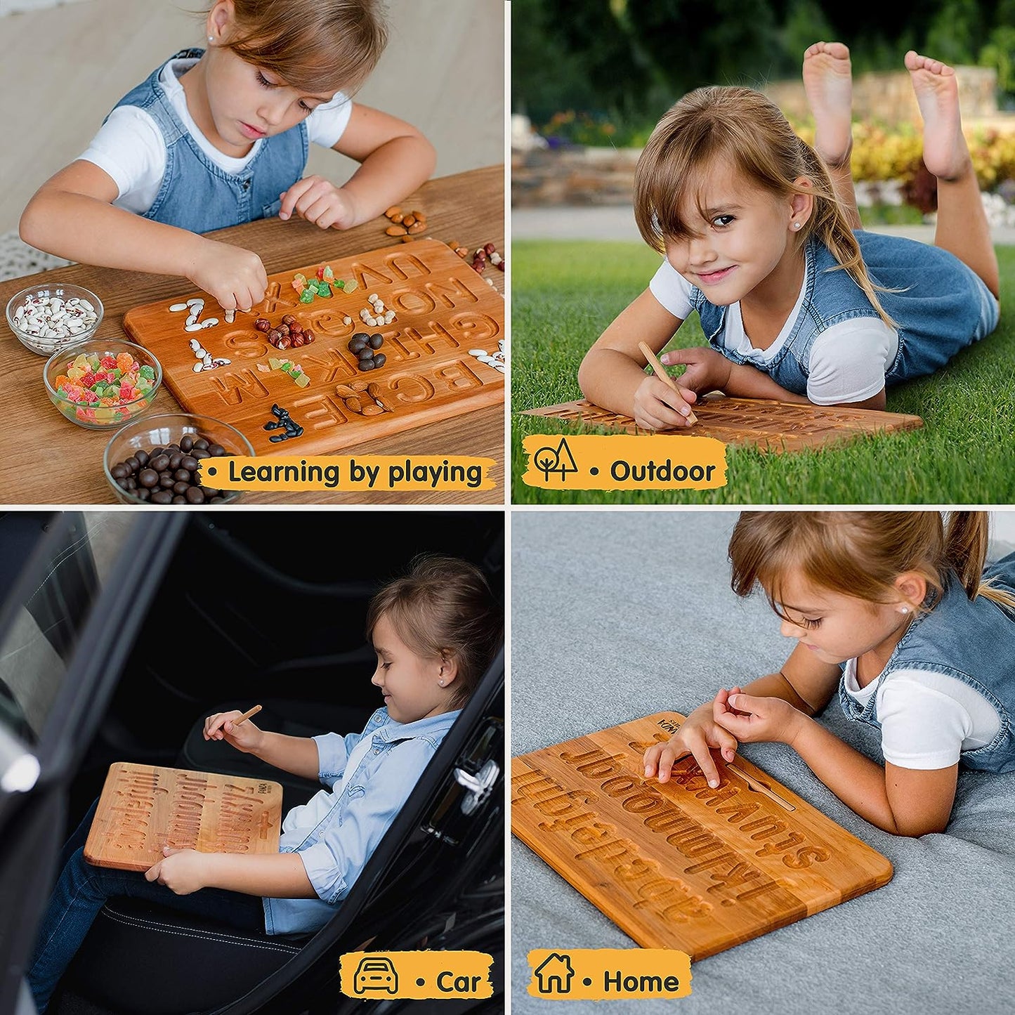 Tabla de trazado del alfabeto de madera, juguetes Montessori para niños de 3 a 5 años