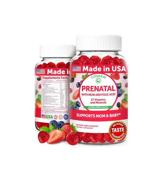 Gomitas prenatales de vitaminas para mujeres con hierro y ácido fólico, masticables, 60 gomitas