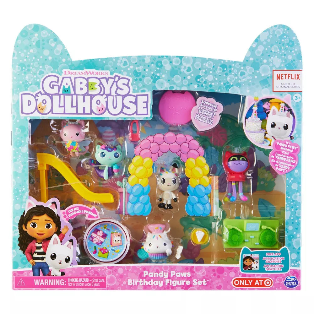 Gabby's Dollhouse set de figuras de cumpleaños de Pandy Paws