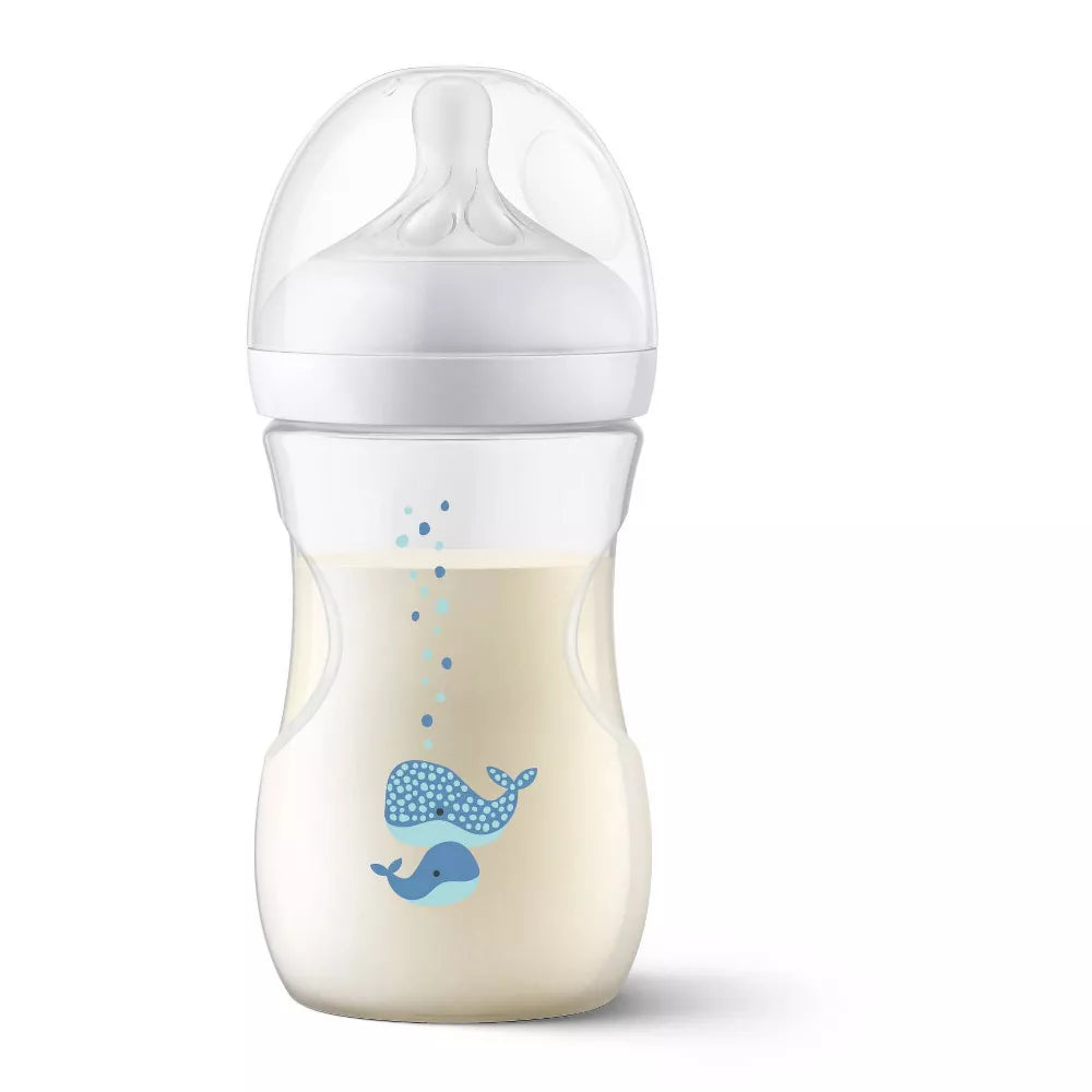 Avent Philips Biberón Natural con Tetina de Respuesta Natural - Ballenas - 9oz/3pk