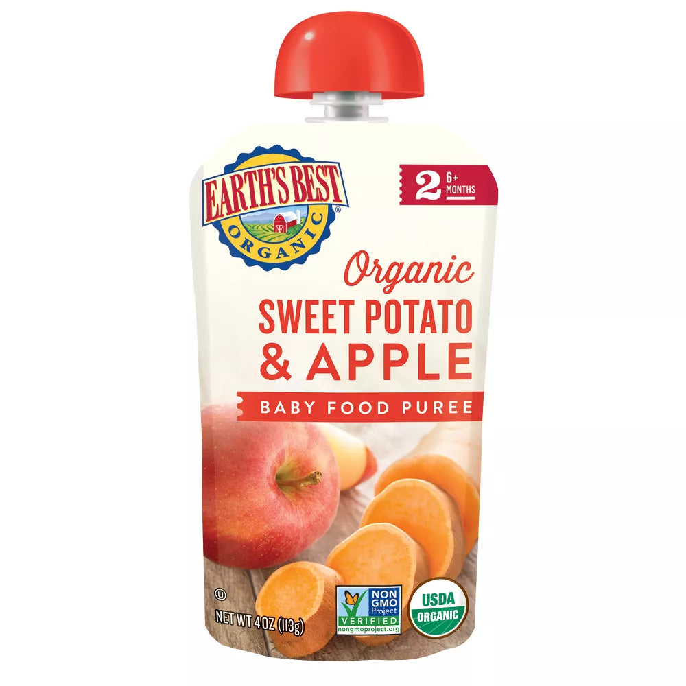 Earth's Best comida para bebés de batata y manzana orgánicos 4 pack