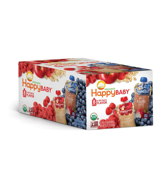 Happy Baby Organics comida orgánica para bebés, etapa 2 de avena y frutas 8 pack