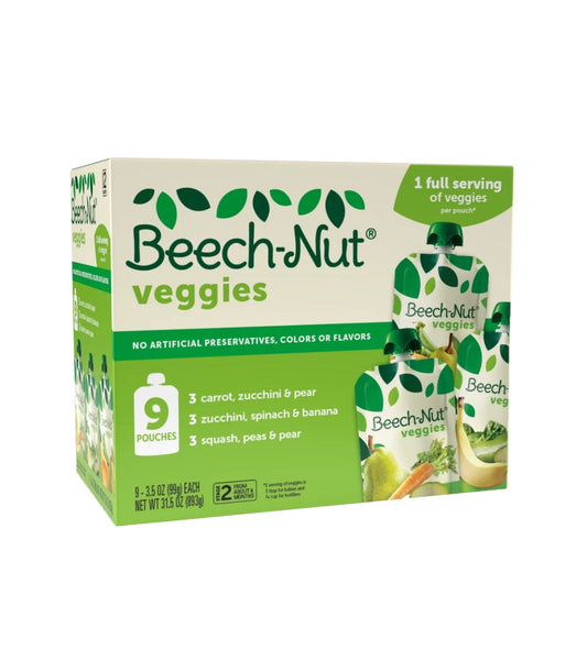 Beech-Nut Paquete variado de alimentos para bebés de verduras etapa 2, pack de 9