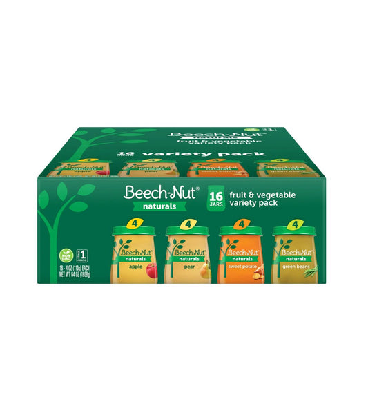 Beech-Nut Paquete variado de alimentos para bebés etapa 1, frutas y verduras, paquete de 16