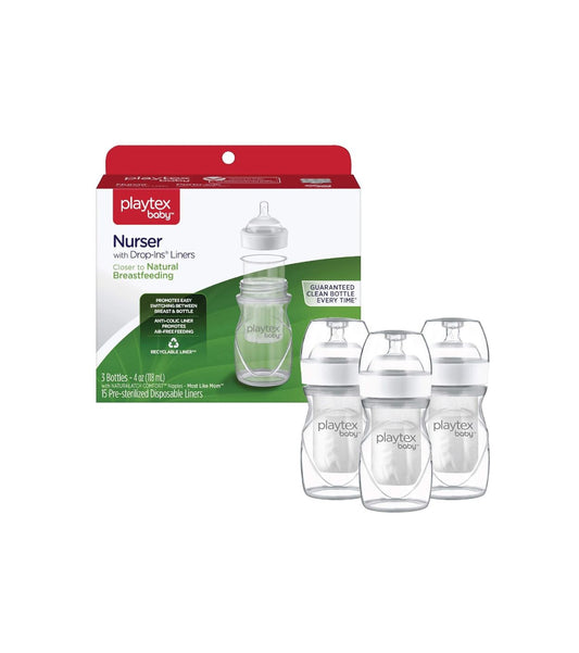 Playtex baby Nurser biberones con forros desechables preesterilizados 4oz, 3 unidades