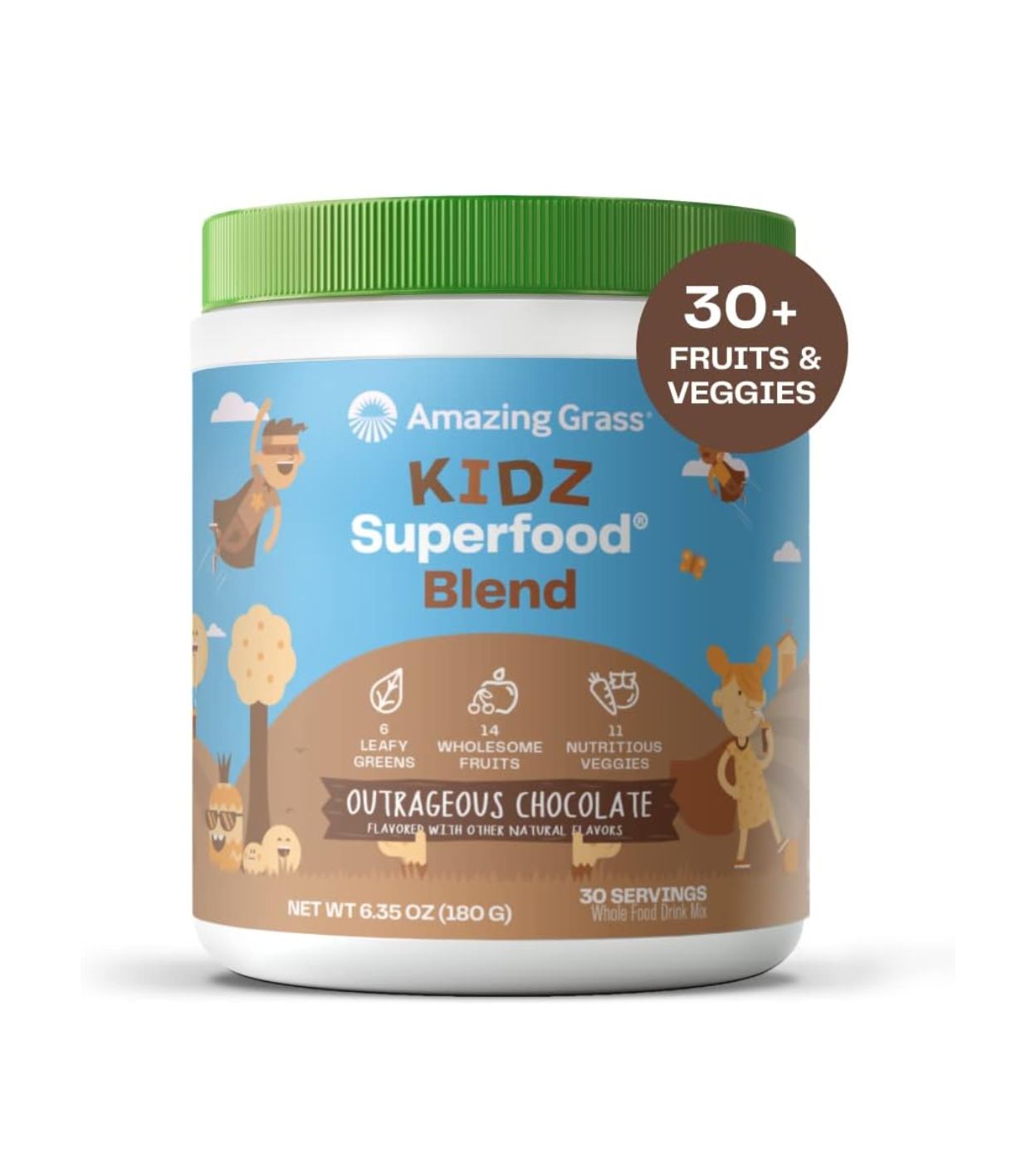 Amazing Grass Kidz Superalimento para niños en polvo, proteína y probióticos 180gr