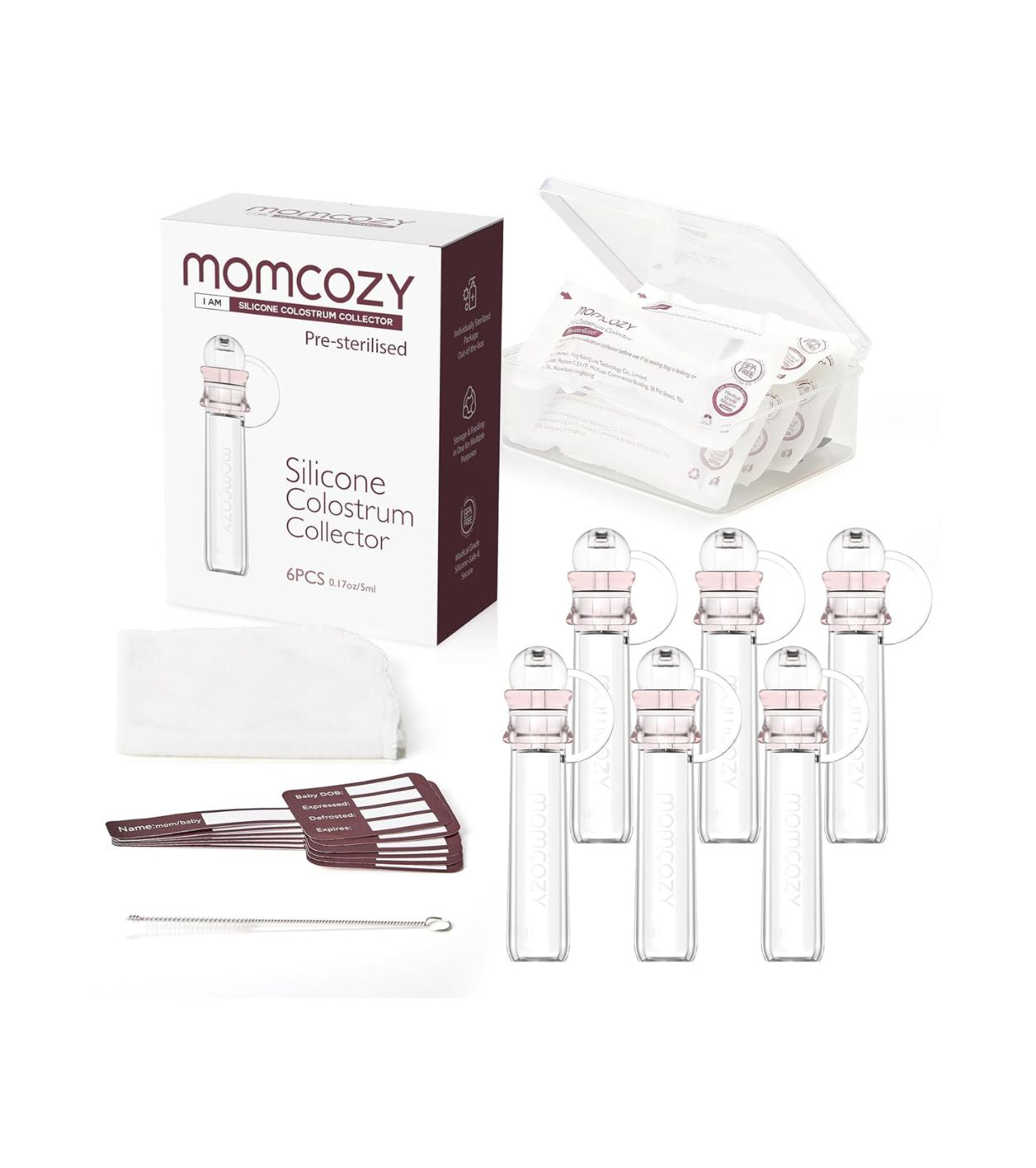 Momcozy Colector de calostro con estuche de almacenamiento, 6 colectores