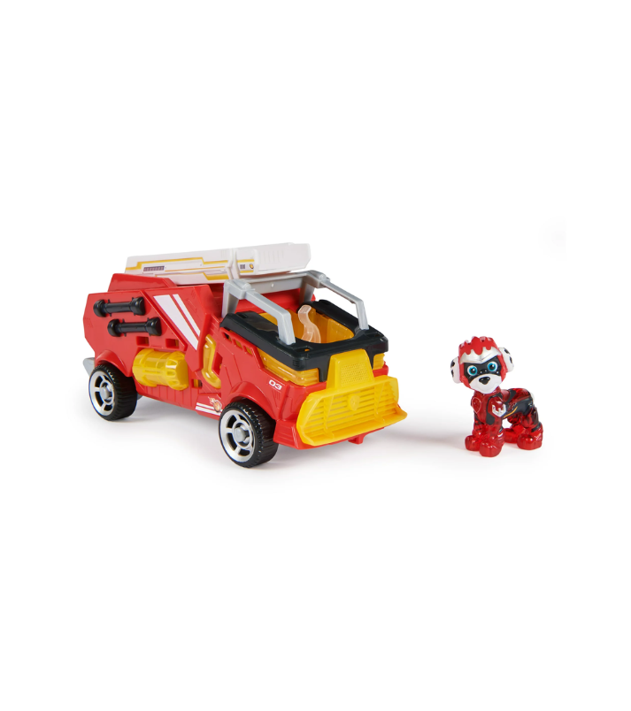 PAW Patrol: The Mighty Movie, camiÌ?n de bomberos con luces, sonidos y figura de Marshall