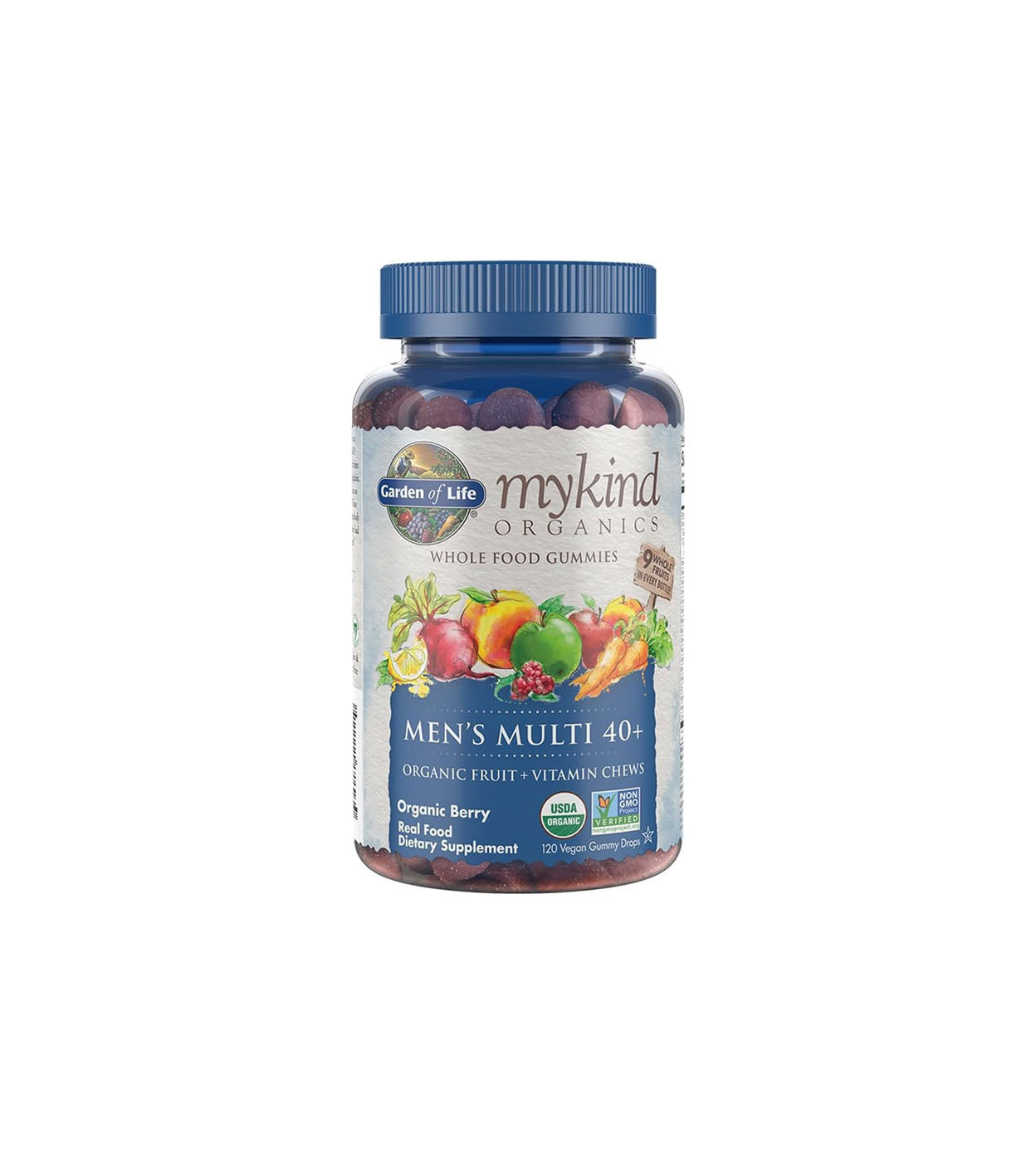 Garden of Life mykind Organics para Hombre 40+ gomitas vitaminas, 40+ Multi Berry, 120 unidades