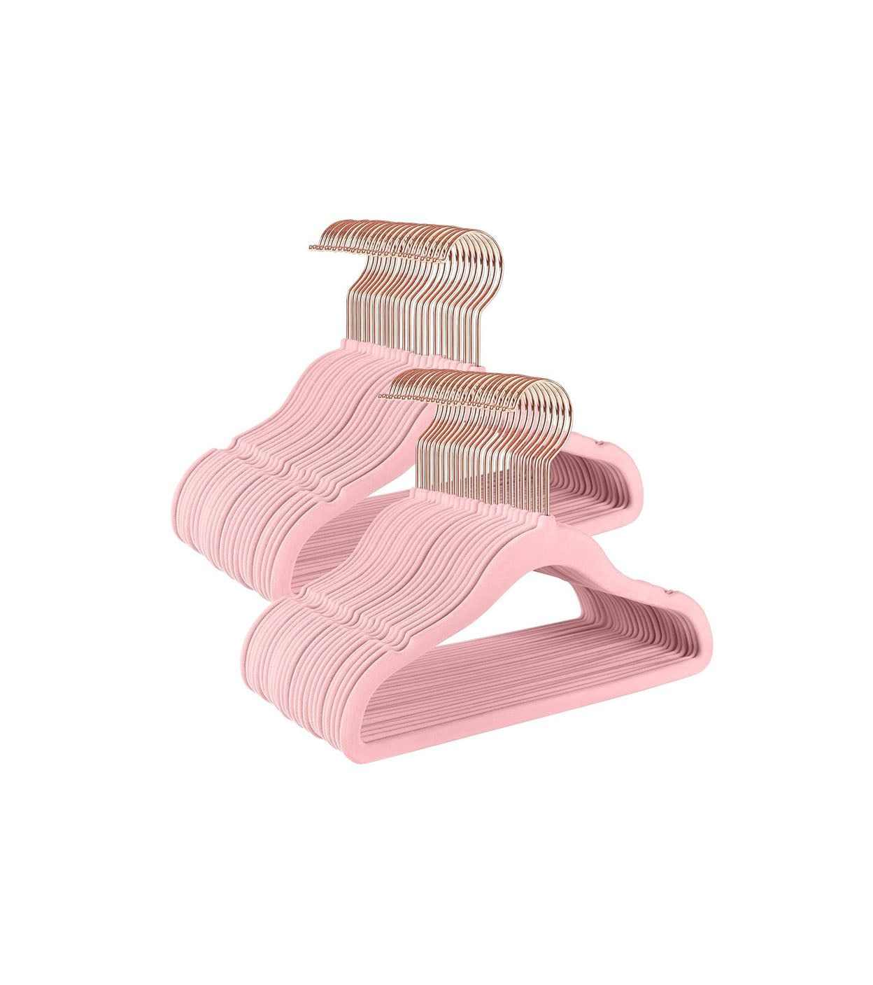 Ganchos de terciopelo antideslizantes para ropa de bebé, 29 cm, paquete de 50 perchas color rosa