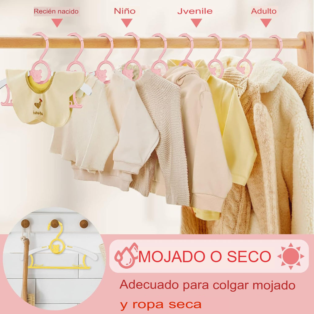 Ganchos de 30 perchas de bebé para armario justables antideslizantes para ropa infantil, en 5 colores