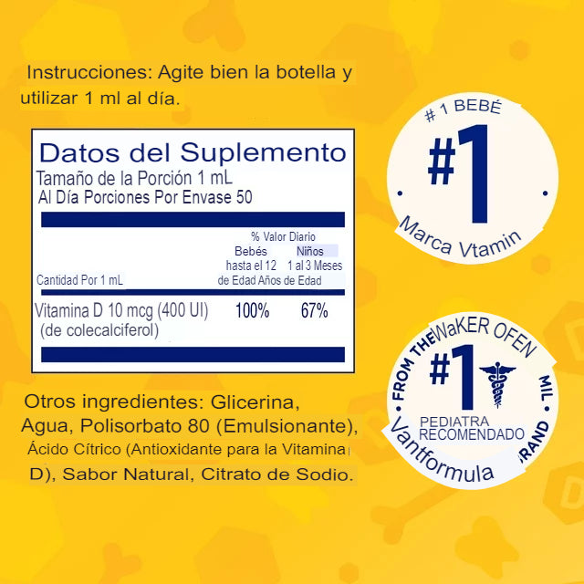 Enfamil D-Vi-Sol Suplemento de vitamina D en gotas para bebés, frasco cuentagotas de 50 ml