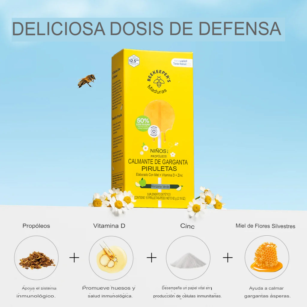 Paletas Beekeeper's Naturals con apoyo inmunológico, vitamina D, 10 unidades