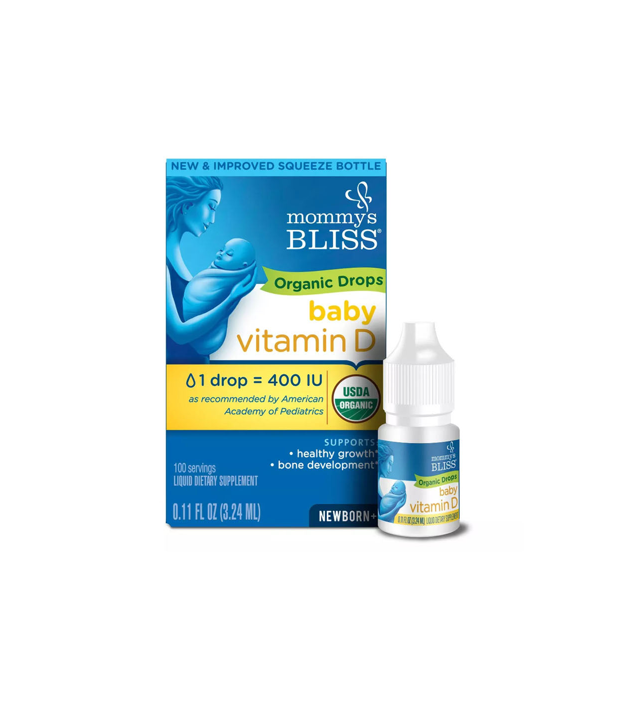 Mommy's Bliss - Gotas orgánicas de vitamina D para bebé, 100 porciones