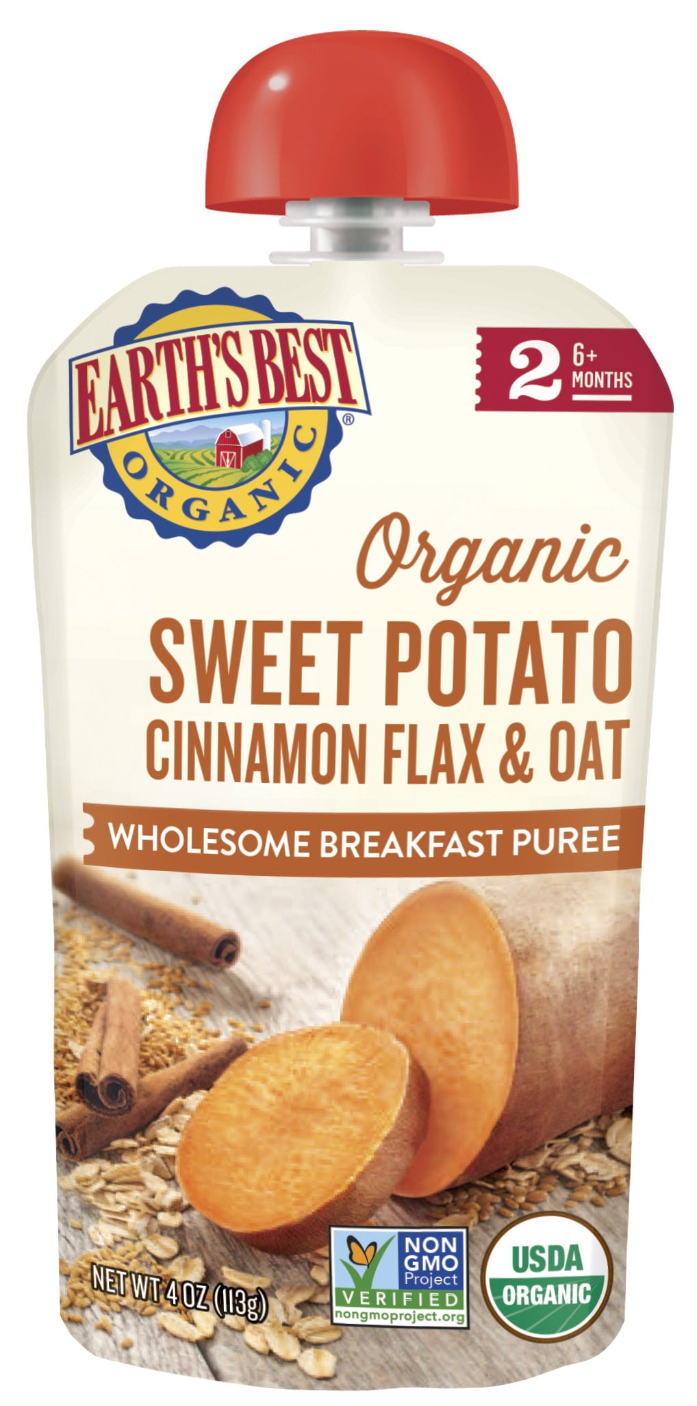 Earth's Best Organic Stage 2, Desayuno Comida para bebés, en bolsa 113gr