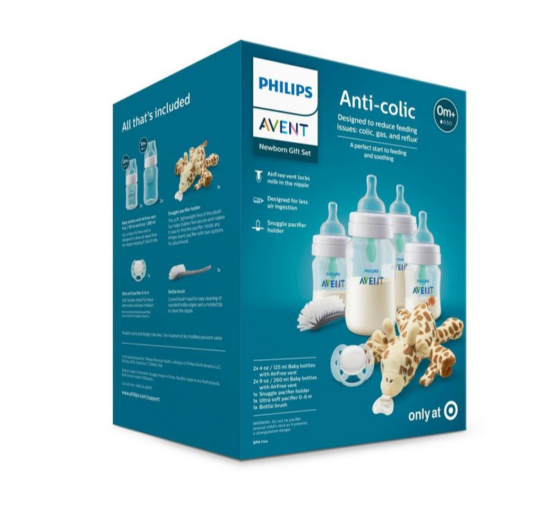 Biberón Philips Avent Anti-Cólico con ventilación Libre de Aire - Set de recién nacido - Transparente - 8 piezas