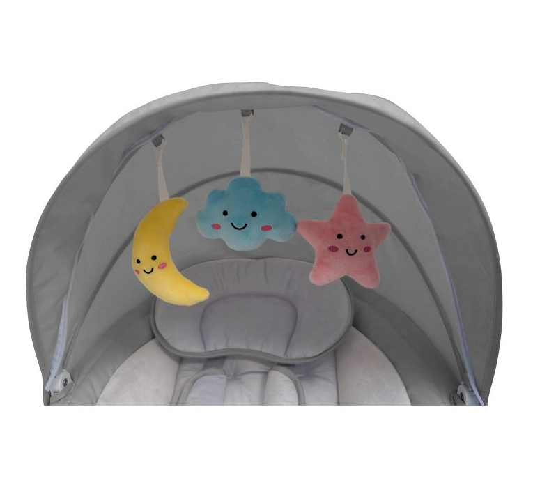 Jool Baby Products Nova Columpio Portátil Motorizado para Bebés - Altavoz de música Bluetooth con 10 canciones de cuna preestablecidas - Color Gris