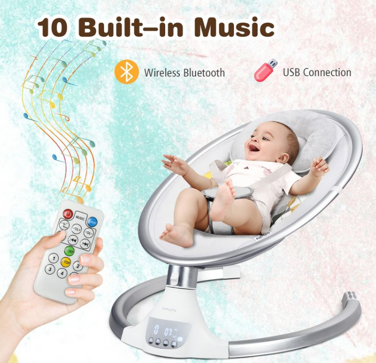 Baby Swing Silla mecedora eléctrica con  temporalizador de música y red de mosquitos