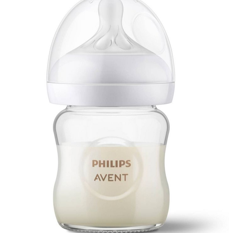 Biberón Philips Avent - Vidrio - Con pezón de respuesta natural - 4oz - 3 Pack