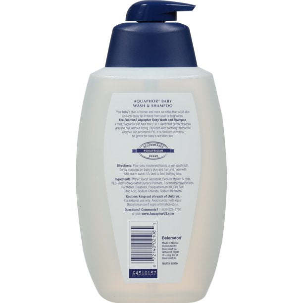 Aquaphor Jabón líquido Corporal y Shampoo para bebé - Piel sensible - Botella de bomba de 750ml