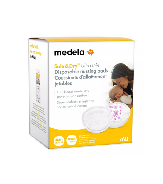 Medela - Almohadillas de lactancia desechables ultrafinas Safe & Dry 120 Unidades