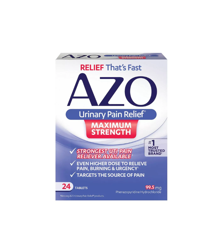 Alivio del dolor urinario de fuerza máxima AZO, analgésico UTI, 24 tabletas
