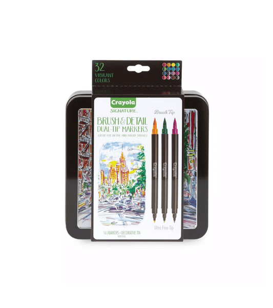 Crayola Signature - Marcadores de doble punta para pinceles y detalles de 16 unidades