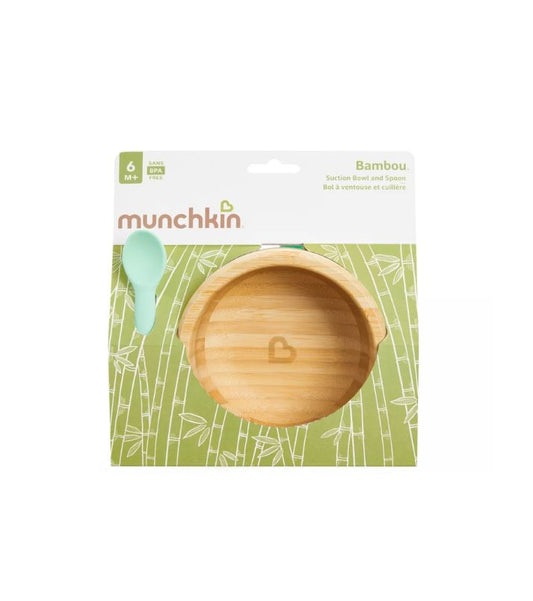 Cuenco de comedor con ventosa de bambú Munchkin y cuchara de silicona