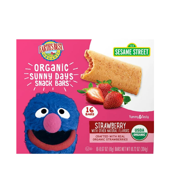 Earth's Best Organic Sesame Street Sabor Fresa Barras, 16 unidades