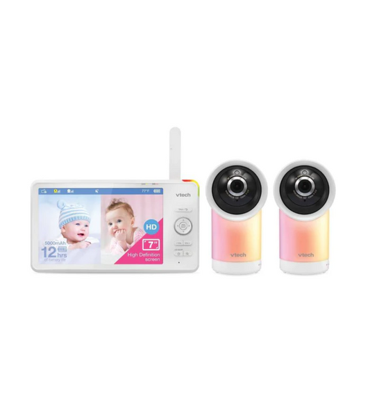 VTech Monitor de video digital de 7" con acceso remoto para bebé - 2 Cámaras