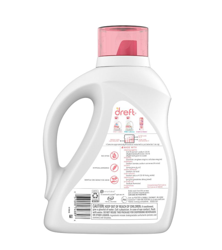 Dreft Etapa 2 Detergente líquido para ropa Active Baby