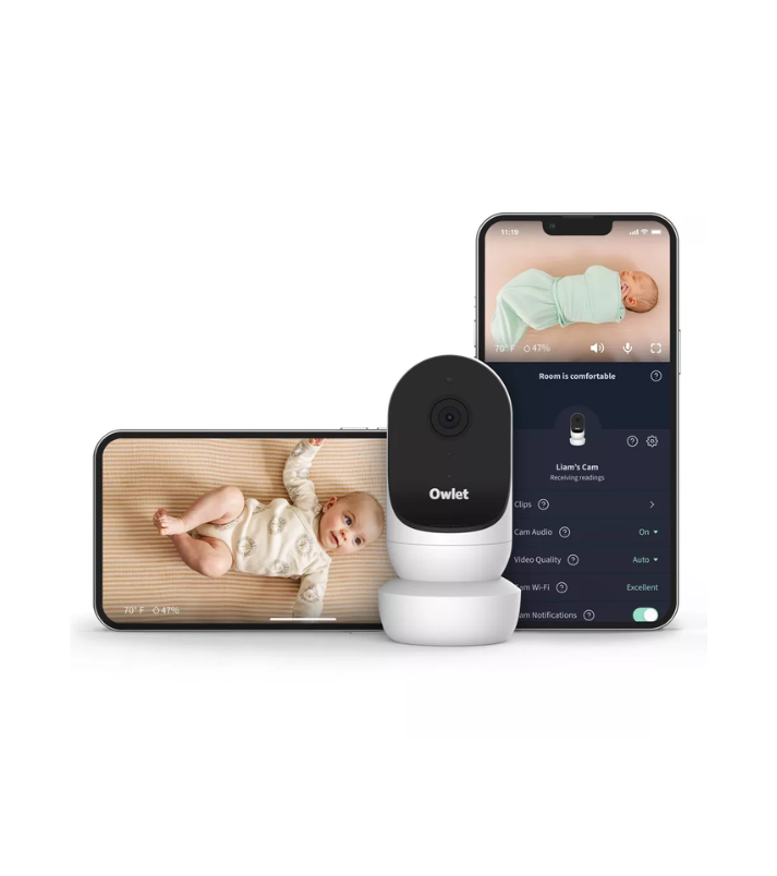 Owlet Cam Smart Monitor para bebé - Monitor con cámara de video, WiFi cifrado, humedad, temperatura de la habitación, visión nocturna y conversación de 2 vías