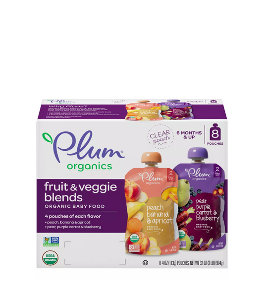 Plum Organics Etapa 2 Comidas de Frutas y Verduras para Bebés - Frutas y Vegetales - 8 Pack