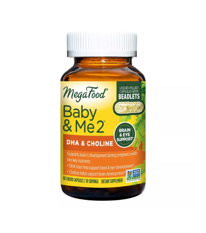 MegaFood Baby & Me 2  Multivitamínico Prenatal - Cápsulas de DHA y Colina - 60Unidades