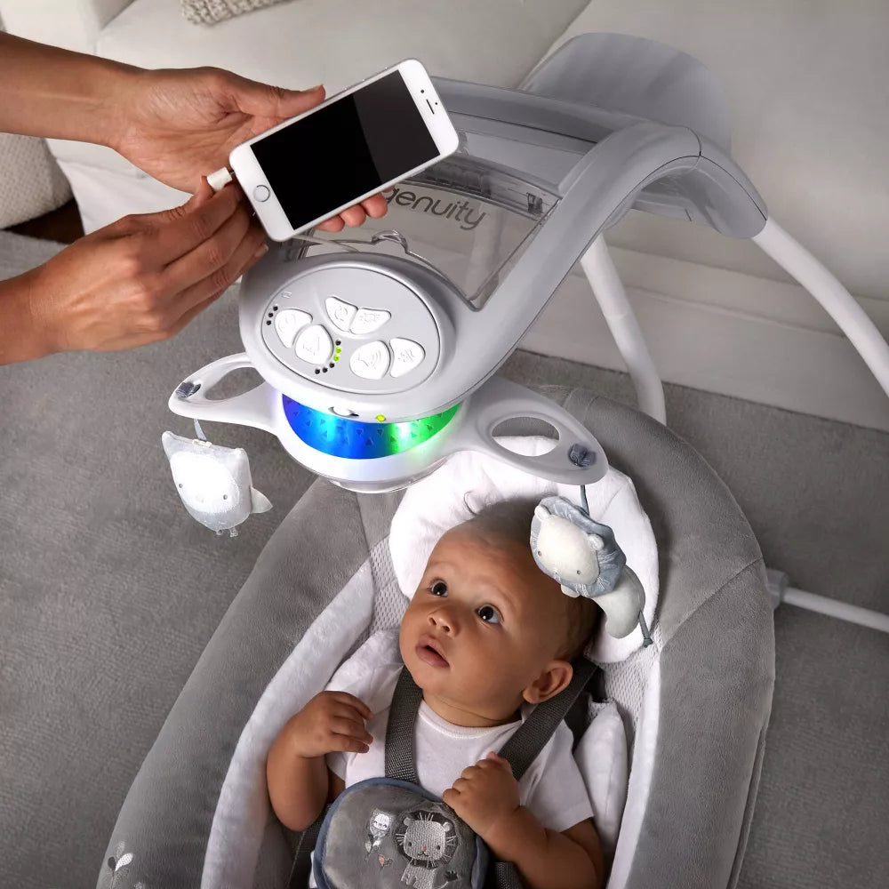Ingenuity InLighten Columpio para bebés con tela de malla fría, vibraciones y luces - Braden