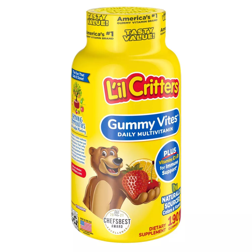 L'il Critters - Multivitamínico para niños en Gomitas - Sabor Fresa, naranja y cereza - 190 Unidades