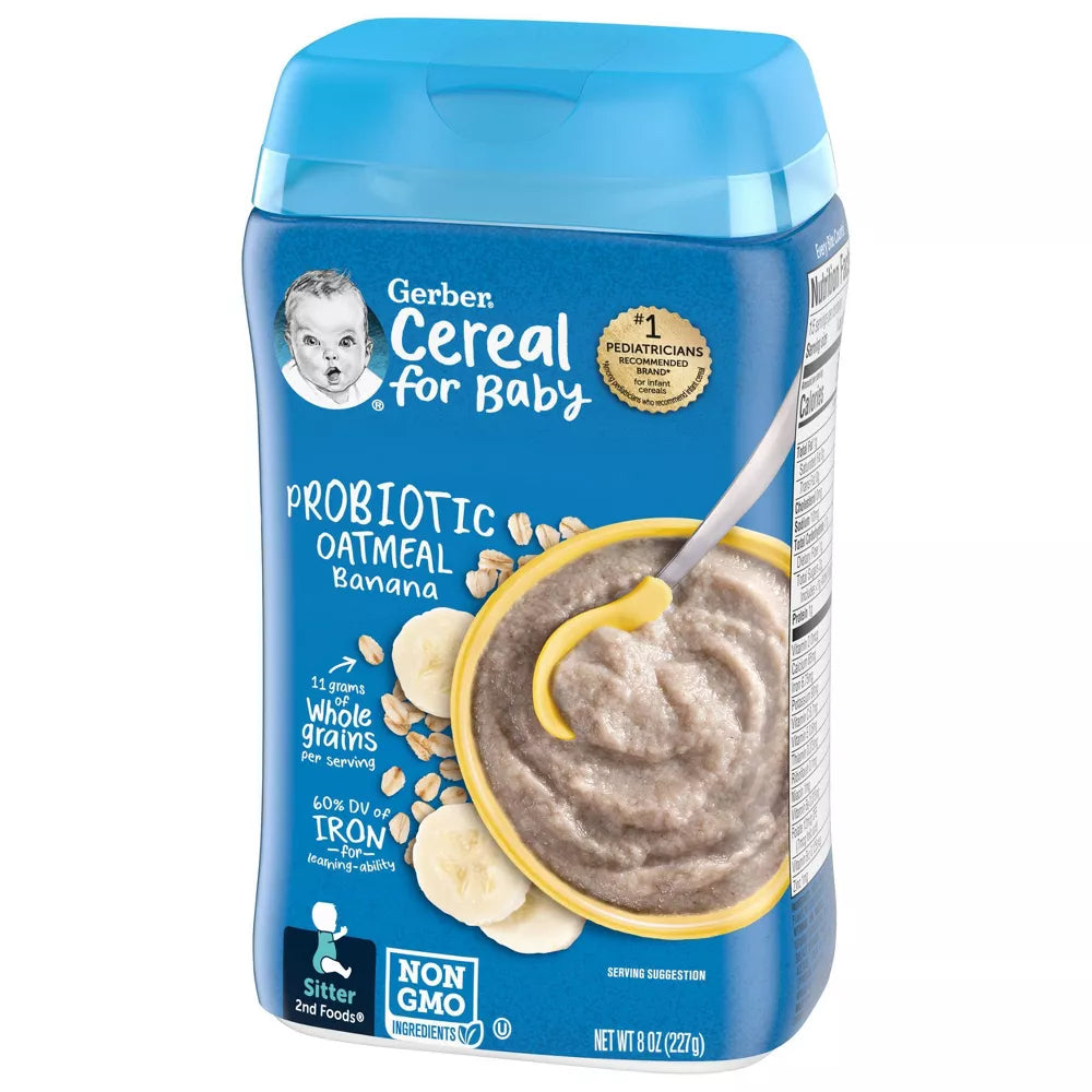 Gerber Cereal Probiótico de Avena y Plátano para bebé - 227gr