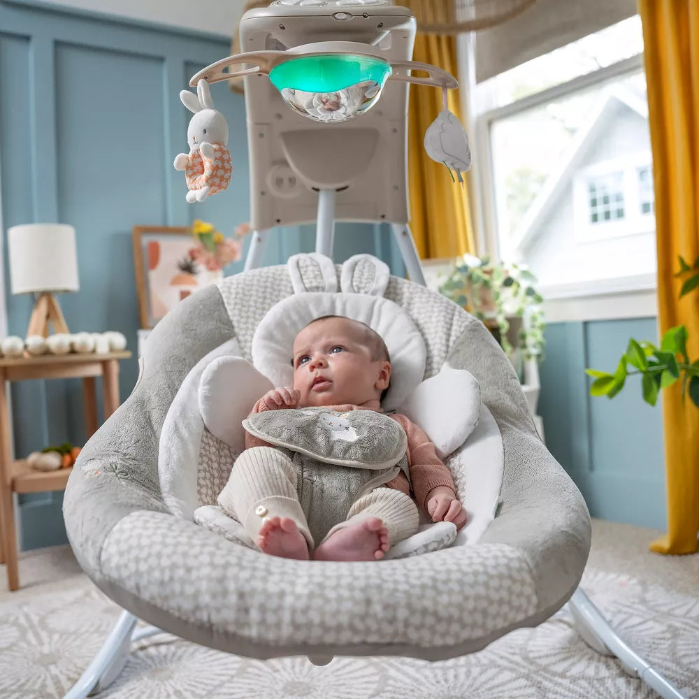 Ingenuity InLighten Columpio de bebé - Plegadizo fácil e iluminación móvil - Twinkle Tails